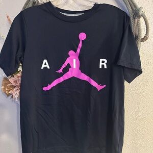 Youth Large Black T-Shirt with Pink Air Jordan Logo